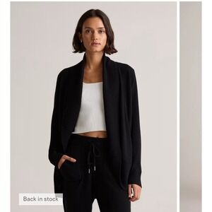 Quince Mongolian Cashmere Open Cardigan Sweater Black Size S Luxury Classic